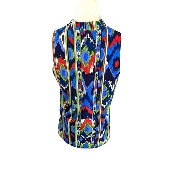 Jude Connally Womens Mock Neck Sleeveless Macy Top Sz Medium Ikat Geometric New - Picture 3 of 11